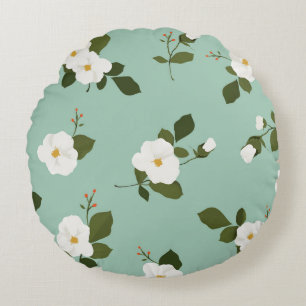 Blauwgroen ronde Floral Accent Pillow Rond Kussen