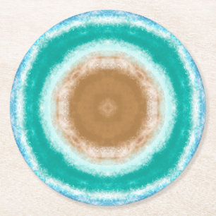 Blauwgroen ronde Ocean Waves en Turquoise Kartonnen Onderzetter