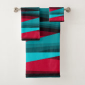 Blauwgroen-rood Abstract Bad Handdoek (Insitu)