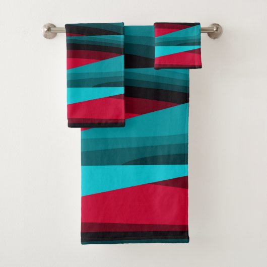 Blauwgroen-rood Abstract Bad Handdoek (Insitu)