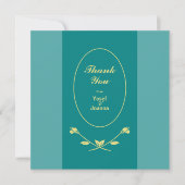 Blauwgroen Roos bruiloft Bedankkaart (Voorkant)