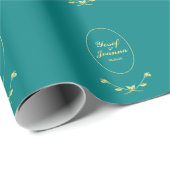 Blauwgroen Roos Cadeaupapier (Rol Hoek)