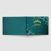 Blauwgroen Roos Floral Swirl Quinceanera Gold Gastenboek (Volledig)