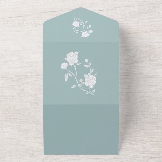 Blauwgroen Roos in één uitnodiging (Buitenkant)