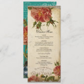 Blauwgroen Roos met  Cream  Eiffeltower Menu (Voorkant / Achterkant)