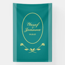 Blauwgroen Roos trouwbanner Spandoek