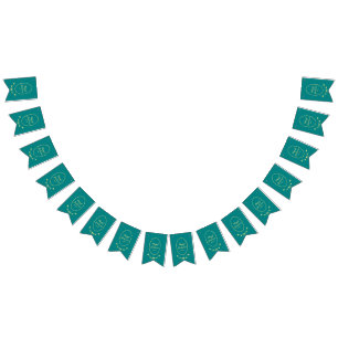 Blauwgroen Roos Wedding Bunting Flags Banner