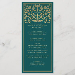 Blauwgroen Royal Medieval Sword Wedding Flat Menu