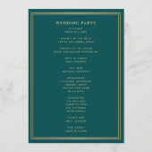 Blauwgroen Royal Medieval Sword Wedding Programma (Achterkant)