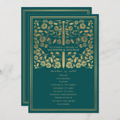 Blauwgroen Royal Medieval Sword Wedding Programma (Voorkant / Achterkant)