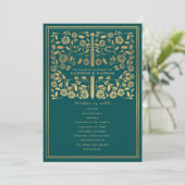 Blauwgroen Royal Medieval Sword Wedding Programma (Staand voorkant)