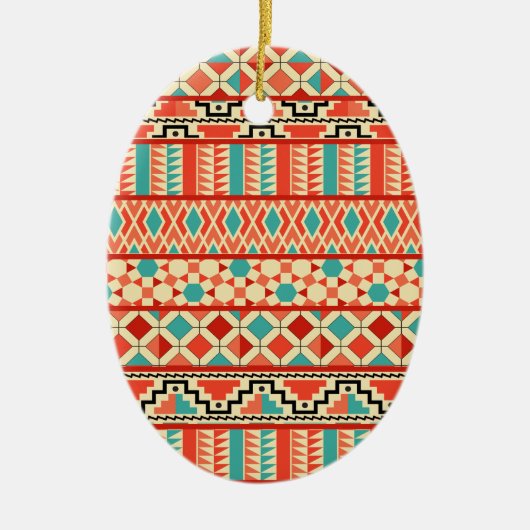 Blauwgroen roze Abstract Geo Aztec - proefmodel Keramisch Ornament (Voorkant)