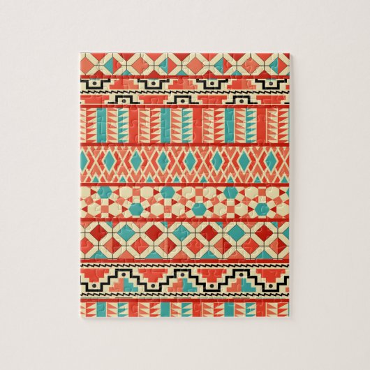 Blauwgroen roze Abstract Geo Aztec - proefmodel Legpuzzel (Verticaal)