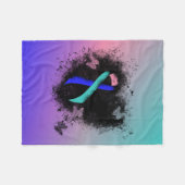 Blauwgroen/roze/blauw lintrukhart fleece deken (Voorkant (Horizontaal))