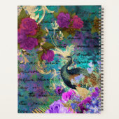 Blauwgroen, roze en goudbloem Peacock Planner (Achterkant)