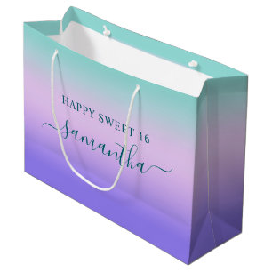 Blauwgroen roze en Paarse Gradient Sweet 16 Groot Cadeauzakje