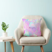 Blauwgroen & Roze iriserend ontwerp, scriptnaam Kussen (Stoel)