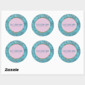 Blauwgroen roze sneeuwvlokken Roze Winter Wonderla Ronde Sticker (Vel)