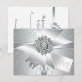 Blauwgroen Roze Wervelparel Witte RSVP Kaarten (Voorkant / Achterkant)