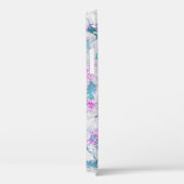 Blauwgroen roze zilver marmer monogram Case-Mate iPhone case (Achterkant / Rechts)