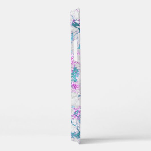 Blauwgroen roze zilver marmer monogram Case-Mate iPhone case (Achterkant / Rechts)