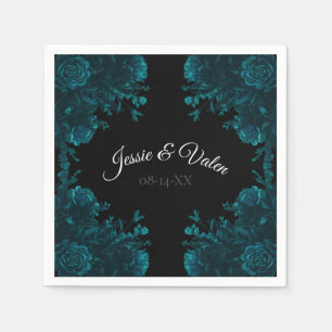 Blauwgroen Rozen Black Gothic Wedding Servet