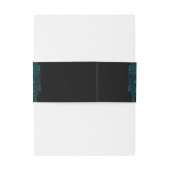 Blauwgroen Rozen Black Gothic Wedding Uitnodigingen Wikkel (Achterkant Voorbeeld)