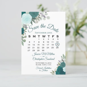 Blauwgroen Rozen Floral Elegant Boho Wedding Calen Save The Date