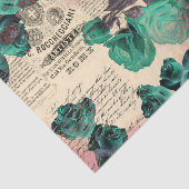 Blauwgroen Rozen Manuscript Roze Blush Ephemera T Tissuepapier (Detail)