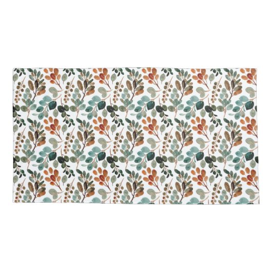 Blauwgroen Rust Sage Green Brown Leaves Autumn Kussensloop (Achterkant-Links)