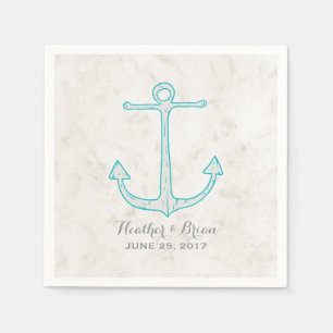 Blauwgroen Rustic Anchor Wedding Servetten