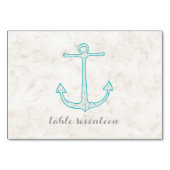 Blauwgroen Rustic Anchor Wedding Table Kaart (Achterkant)