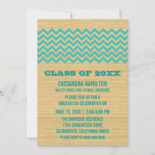 Blauwgroen Rustic Chevron Afstuderen Kaart