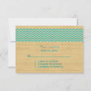 Blauwgroen Rustic Chevron Response Kaart