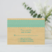 Blauwgroen Rustic Chevron Response Kaart (Staand voorkant)