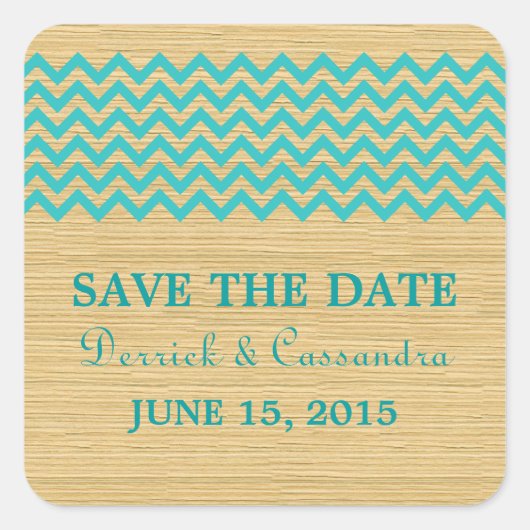 Blauwgroen Rustic Chevron sparen de Stickers van d (Voorkant)