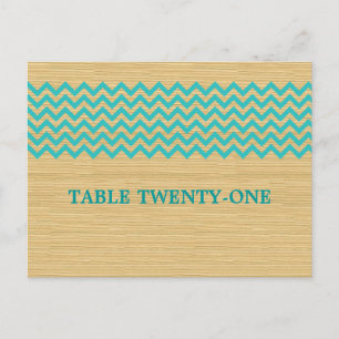Blauwgroen Rustic Chevron Table Number Briefkaart