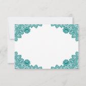 Blauwgroen Rustic Chic Lace Sunflower Wedding RSVP Kaartje (Achterkant)