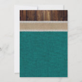 Blauwgroen Rustic Sunflower Wedding Kaart (Achterkant)