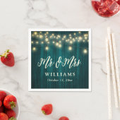 Blauwgroen Rustieke Houten Strijklichten Mr en Mrs Servet (Insitu)