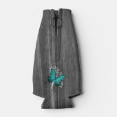 Blauwgroen Rustige Butterfly - Aangepaste flessenk Flesjeskoeler (Achterkant)