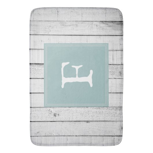 Blauwgroen Rustige monogram Bath Mat (Voorkant Verticaal)