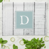 Blauwgroen Rustige monogram handdoek (Gevouwen)