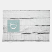Blauwgroen Rustige monogram handdoek (Horizontaal)