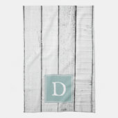 Blauwgroen Rustige monogram handdoek (Verticaal)