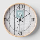 Blauwgroen Rustige monogram klok (Voorkant)
