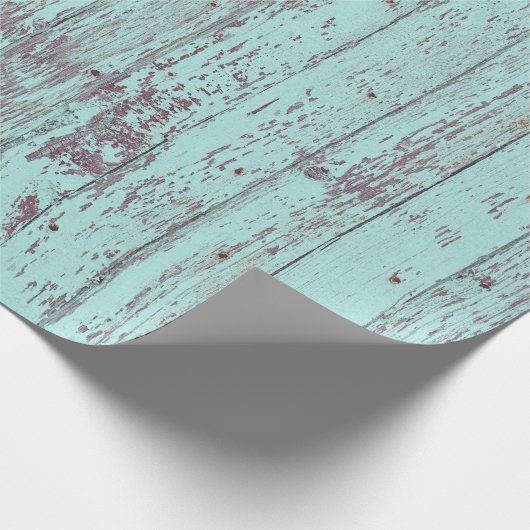 Blauwgroen Rustisch hout Cadeaupapier (Hoek)