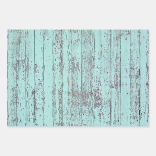 Blauwgroen Rustisch hout Inpakpapier Vel (Voorkant 2)