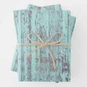 Blauwgroen Rustisch hout Inpakpapier Vel (In situ)