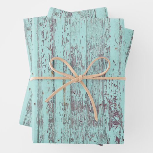 Blauwgroen Rustisch hout Inpakpapier Vel (In situ)